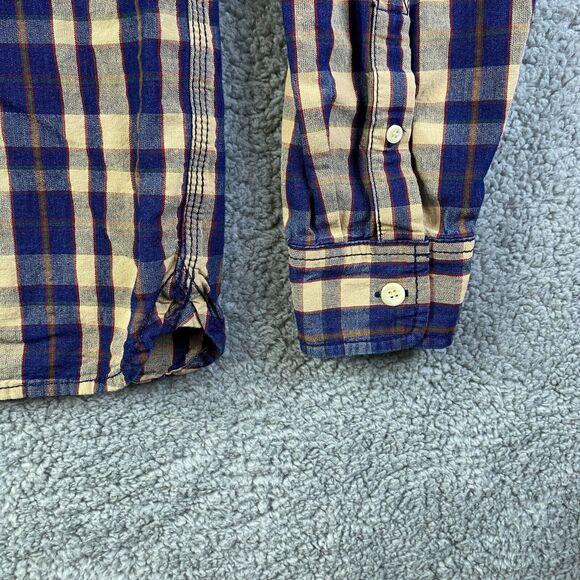 L.L. Bean Signature Men’s Button UP Medium Long Sleeve Shirt Plaid Black/Yellow - Picture 6 of 12